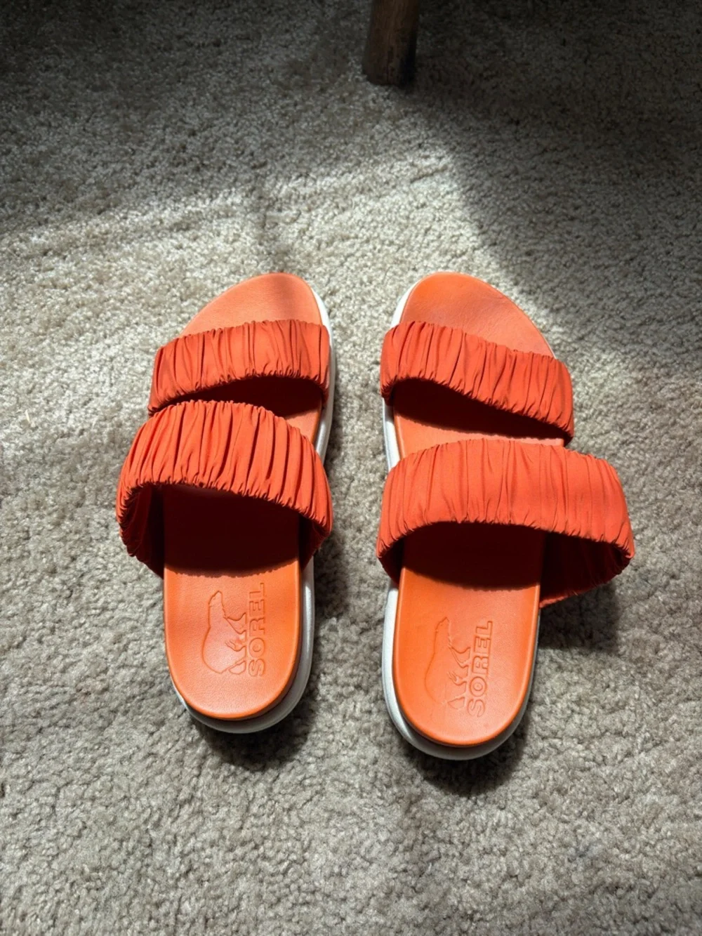 Sorel Orange Ruched Double-Band Slide Sandals - Picture 3 of 3